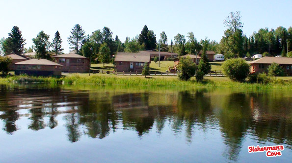 A view of Fisherman's Cove Resort from Lac Seul